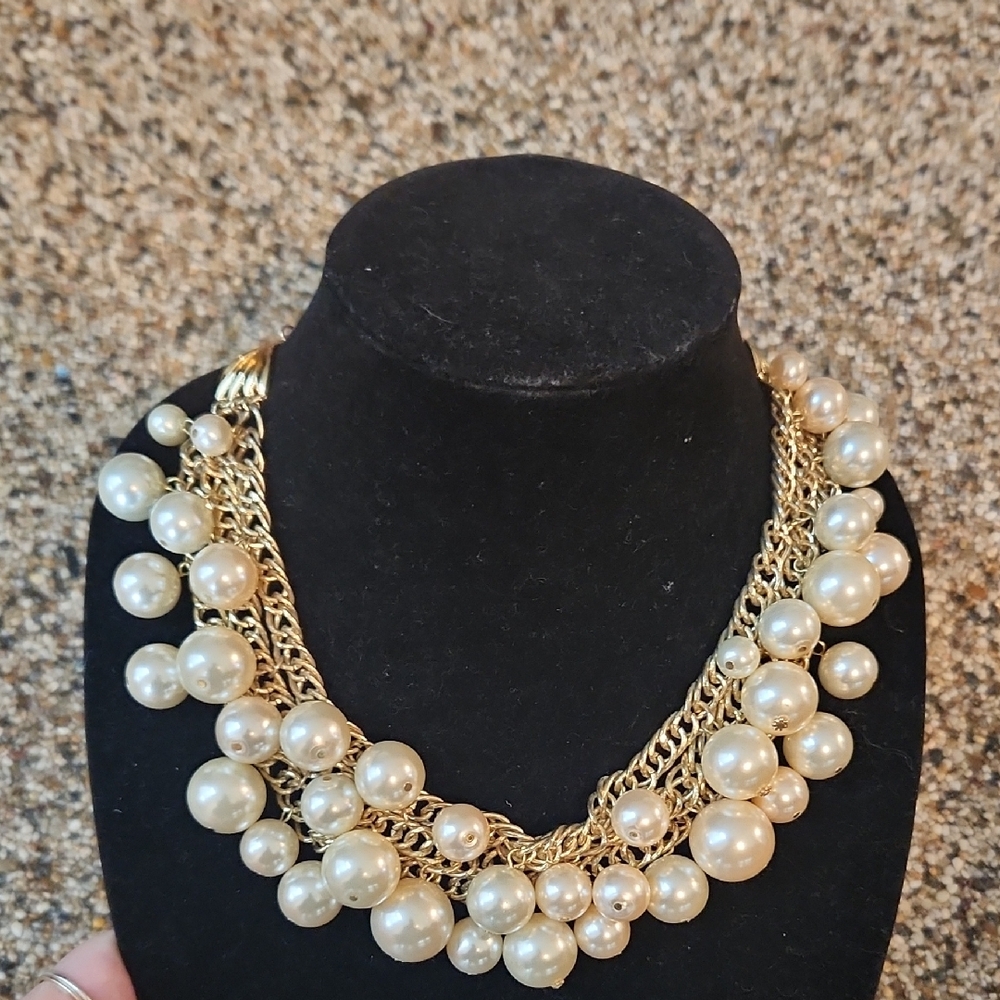 Vintage Scaasi Gold and Cream‎ Pearl  Necklace